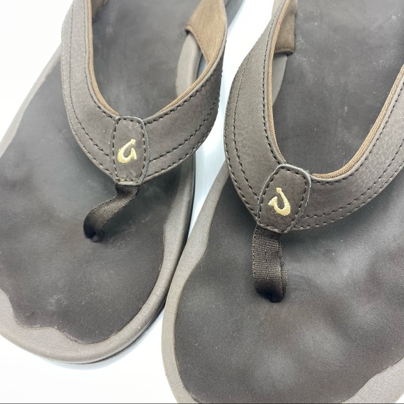 Olukai Ohana Brown Flip Flop Sandals Size 10 - Picture 2 of 7
